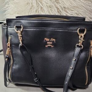 Miss Fong Black Baby Bag with Gold Accents